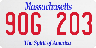 MA license plate 9OG203