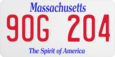 MA license plate 9OG204
