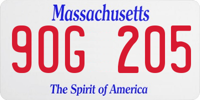 MA license plate 9OG205