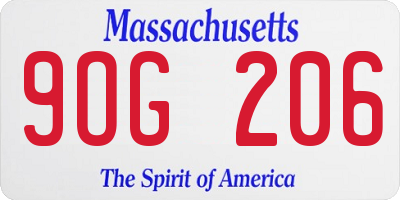 MA license plate 9OG206