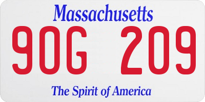 MA license plate 9OG209