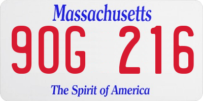 MA license plate 9OG216