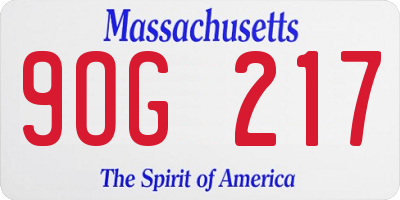 MA license plate 9OG217