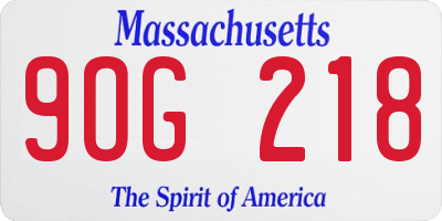 MA license plate 9OG218