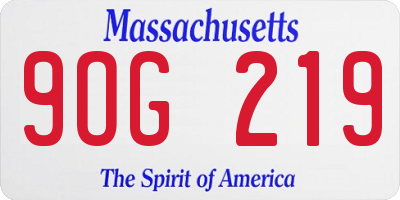 MA license plate 9OG219