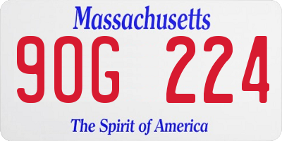 MA license plate 9OG224