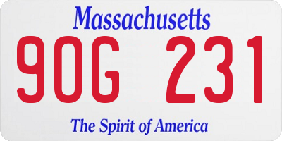 MA license plate 9OG231