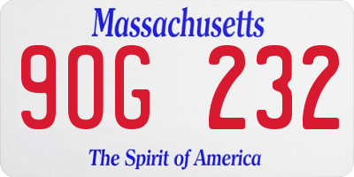 MA license plate 9OG232