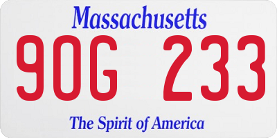MA license plate 9OG233