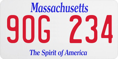 MA license plate 9OG234