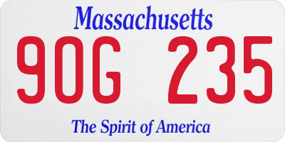 MA license plate 9OG235