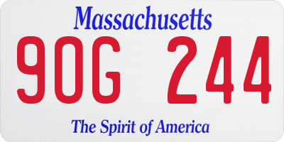 MA license plate 9OG244