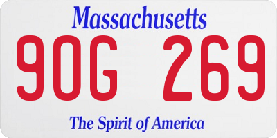 MA license plate 9OG269