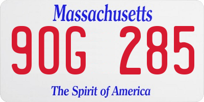 MA license plate 9OG285