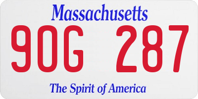 MA license plate 9OG287