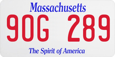 MA license plate 9OG289