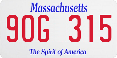 MA license plate 9OG315