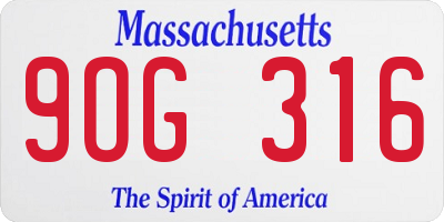 MA license plate 9OG316