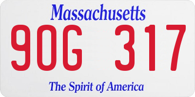 MA license plate 9OG317