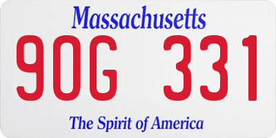 MA license plate 9OG331