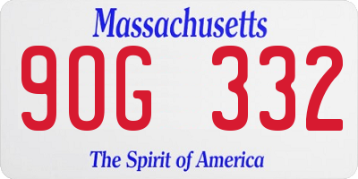 MA license plate 9OG332