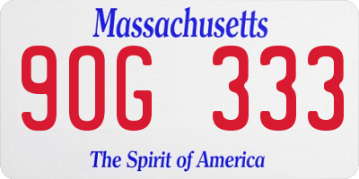 MA license plate 9OG333