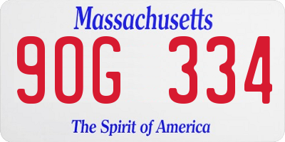 MA license plate 9OG334