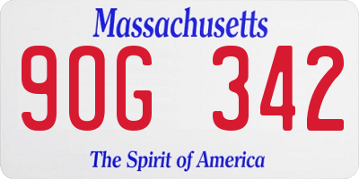 MA license plate 9OG342