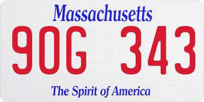 MA license plate 9OG343