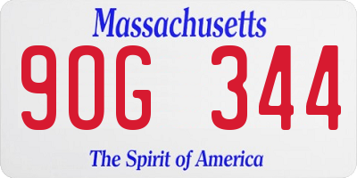 MA license plate 9OG344