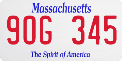 MA license plate 9OG345