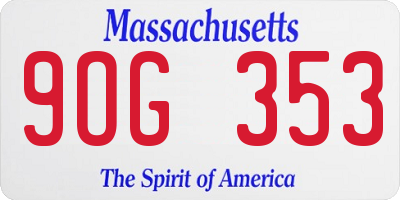 MA license plate 9OG353