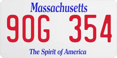MA license plate 9OG354