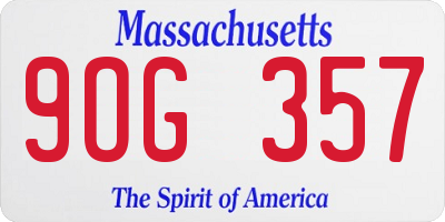 MA license plate 9OG357