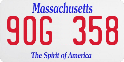 MA license plate 9OG358