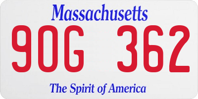 MA license plate 9OG362
