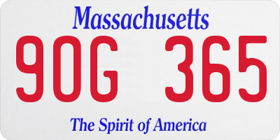 MA license plate 9OG365