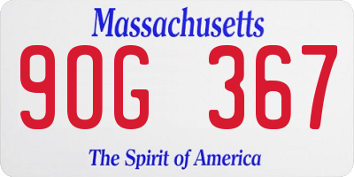 MA license plate 9OG367