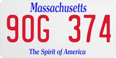 MA license plate 9OG374