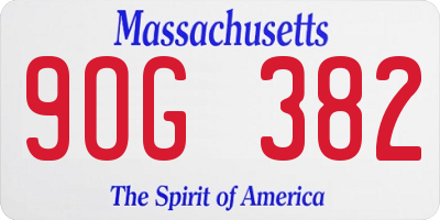 MA license plate 9OG382