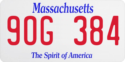 MA license plate 9OG384