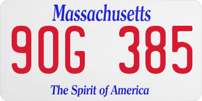 MA license plate 9OG385