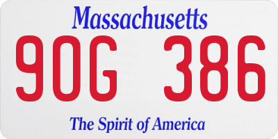 MA license plate 9OG386
