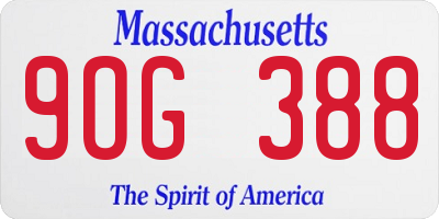 MA license plate 9OG388