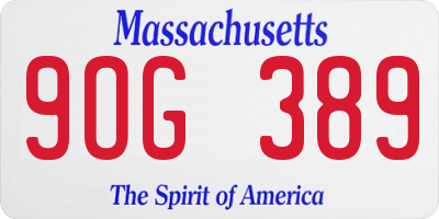 MA license plate 9OG389