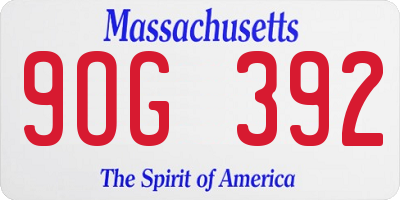 MA license plate 9OG392