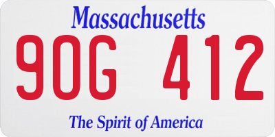 MA license plate 9OG412