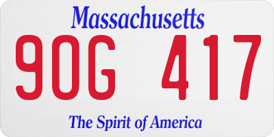 MA license plate 9OG417