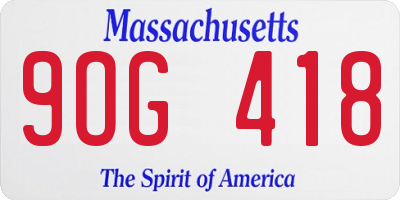 MA license plate 9OG418