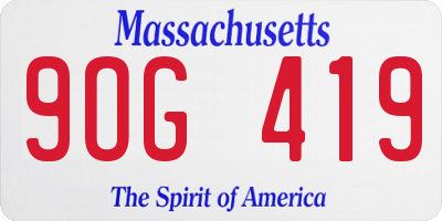 MA license plate 9OG419
